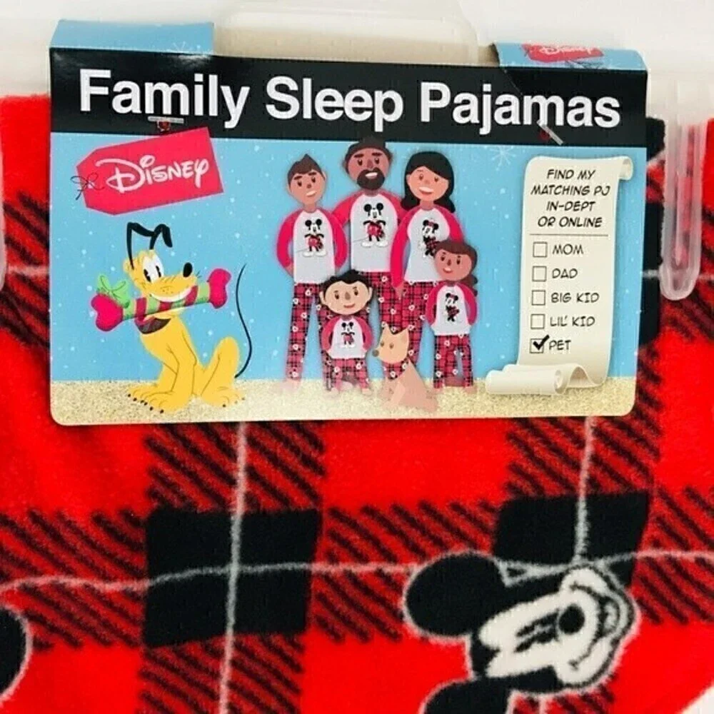New! Disney Mickey Mouse Pet Buffalo Check Plaid Fleece Dog Bandana